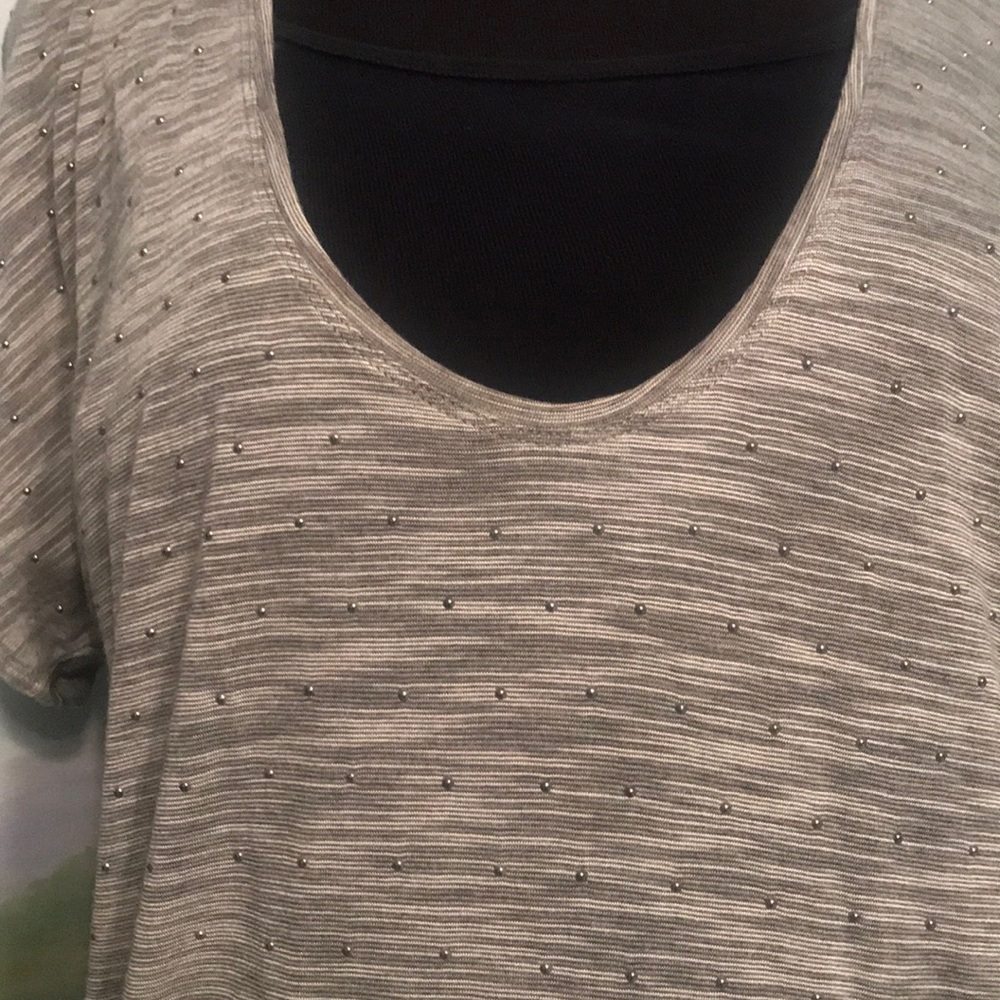 Bcbg grey long tee with silver embellishments